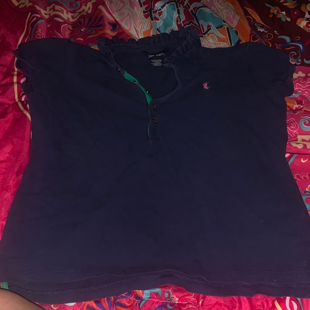 Ralph Lauren Navy Blue Polo with Green Accent
